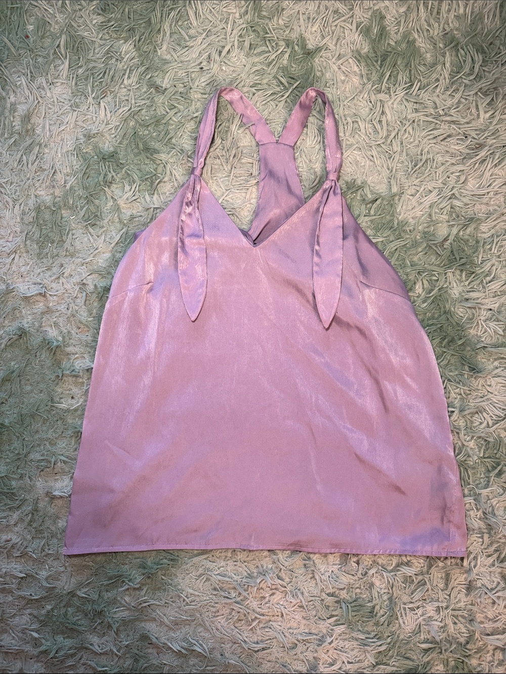 Satin Lilac Tie-Strap Camisole Top